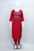 Red Cotton Kurta Set with Geometric Print Dupatta & Embroidered Yoke for Women - Mangaldeep NX