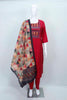 Red Cotton Kurta Set with Geometric Print Dupatta & Embroidered Yoke for Women - Mangaldeep NX