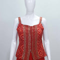 Red Indo Western Palazzo Set with Embroidered Crop Top - Mangaldeep NX