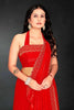 Red Sequin Embellished Party Wear Fandy Saree with Golden Scallop Embroidered Border - Mangaldeep NX