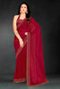 Red Sequin Embellished Party Wear Fandy Silk Saree with Golden Scallop Border - Mangaldeep NX