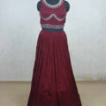 Rich Maroon Designer Embroidered Lehenga Choli Set with Net Dupatta - Mangaldeep NX