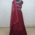 Rich Maroon Designer Embroidered Lehenga Choli Set with Net Dupatta - Mangaldeep NX