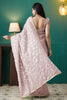 Rose Pink Organza Saree with Gold Leaf Print and Sequin Lace Border - Mangaldeep NX