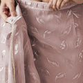 Rose Pink Organza Saree with Gold Leaf Print and Sequin Lace Border - Mangaldeep NX