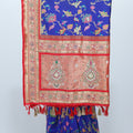 Royal Blue Banarasi Silk Saree Tassels Wedding Festive Wear - Mangaldeep NX