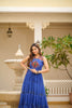 Royal Blue Bandhani Cotton Gown with Mirror Embroidery - Mangaldeep NX