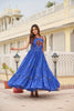 Royal Blue Bandhani Cotton Gown with Mirror Embroidery - Mangaldeep NX