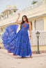 Royal Blue Bandhani Cotton Gown with Mirror Embroidery - Mangaldeep NX