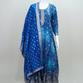 Royal Blue Bandhani Print Embroidered Anarkali Suit with Matching Dupatta - Mangaldeep NX