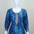 Royal Blue Bandhani Print Embroidered Anarkali Suit with Matching Dupatta - Mangaldeep NX