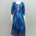 Royal Blue Bandhani Print Embroidered Anarkali Suit with Matching Dupatta - Mangaldeep NX