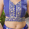 Royal Blue Embroidered Silk Lehenga Choli Set with Mirror Work and Sequin Dupatta - Mangaldeep NX