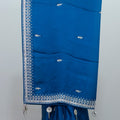 Royal Blue Satin Silk Saree Tassels Elegant Party Wedding Wear Saree - Mangaldeep NX