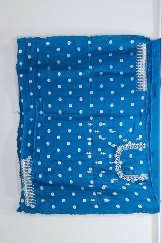Royal Blue Satin Silk Saree Tassels Elegant Party Wedding Wear Saree - Mangaldeep NX