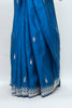 Royal Blue Satin Silk Saree Tassels Elegant Party Wedding Wear Saree - Mangaldeep NX