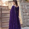 Royal Purple Anarkali Suit with Intricate Golden Embroidery - Mangaldeep NX