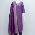 Royal Purple Banarasi Silk Suit Set with Zari Weaving and Dupatta - Mangaldeep NX