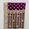 Royal Purple Designer Silk Saree with Golden Zari Embroidery - Mangaldeep NX