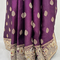 Royal Purple Designer Silk Saree with Golden Zari Embroidery - Mangaldeep NX