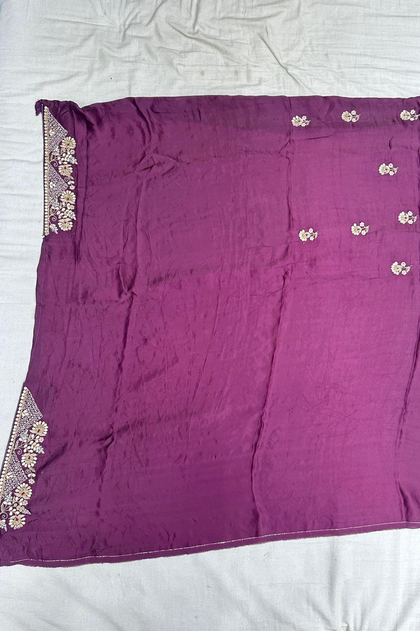 Royal Purple Designer Silk Saree with Golden Zari Embroidery - Mangaldeep NX