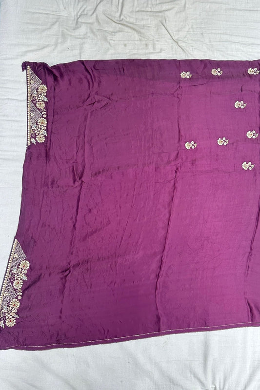 Royal Purple Designer Silk Saree with Golden Zari Embroidery - Mangaldeep NX