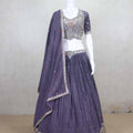 Royal Purple Embroidered Lehenga Choli with Mirror and Thread Work - Mangaldeep NX