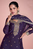 Royal Purple Embroidered Wedding Wear Sharara Suit With Dupatta - Mangaldeep NX