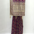 Royal Purple Georgette Saree with Golden Embroidered - Mangaldeep NX