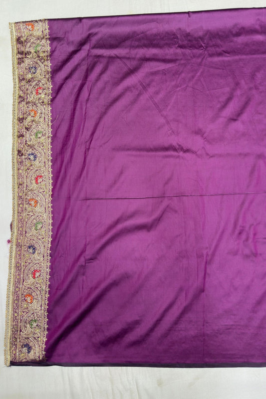 Royal Purple Georgette Saree with Golden Embroidered - Mangaldeep NX