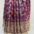 Royal Purple Georgette Saree with Golden Embroidered - Mangaldeep NX