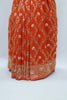 Rust Orange Banarasi Silk Saree Motifs Wedding Festive Wear - Mangaldeep NX