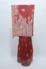 Rust Orange Bangalori Silk Saree with Silver Zari Floral Embroidery and Beaded Tassel Pallu - Mangaldeep NX