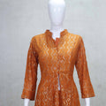 Rust Orange Embroidered Anarkali Kurta Set with Mirror Work and Matching Dupatta - Mangaldeep NX
