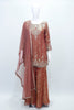 Rust Orange Embroidered Silk Palazzo Suit with Dupatta - Mangaldeep NX