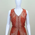 Rust Orange Indo - Western Sharara Set with Embroidered Peplum Kurti and Dupatta - Mangaldeep NX