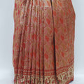 Rust Orange Kanjivaram Silk Saree with Cream Zari Woven Pallu - Mangaldeep NX