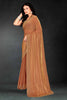 Rust Orange Sequin Embellished Party Wear Fandy Silk Saree with Golden Scallop Border - Mangaldeep NX