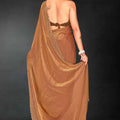 Rust Orange Sequin Embellished Party Wear Fandy Silk Saree with Golden Scallop Border - Mangaldeep NX