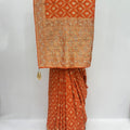 Rust Orange Silk Saree with Gold Zari Embroidery - Mangaldeep NX