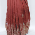 Rust Orange Silk Saree with Woven Peacock Motif and Zari Embroidered Pallu - Mangaldeep NX