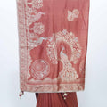 Rust Orange Silk Saree with Woven Peacock Motif and Zari Embroidered Pallu - Mangaldeep NX