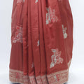 Rust Red Bangalori Silk Saree with Intricate Zari Weaving and Traditional Motifs - Mangaldeep NX