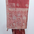 Rust Red Bangalori Silk Saree with Silver Zari Paisley and Floral Weaving - Mangaldeep NX
