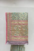 Sage Green Banarasi Silk Saree with Pink & Gold Embellished Border - Mangaldeep NX