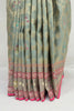 Sage Green Banarasi Silk Saree with Pink & Gold Embellished Border - Mangaldeep NX