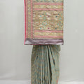 Sage Green Banarasi Silk Saree with Pink & Gold Embellished Border - Mangaldeep NX
