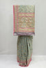 Sage Green Banarasi Silk Saree with Pink & Gold Embellished Border - Mangaldeep NX