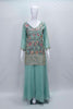 Sea Green Embroidered Georgette Palazzo Set with Floral Thread Work and Matching Dupatta - Mangaldeep NX