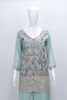 Sea Green Embroidered Georgette Palazzo Set with Floral Thread Work and Matching Dupatta - Mangaldeep NX